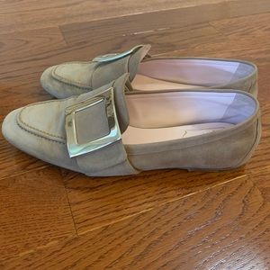 Roger Vivier Soft Metal Buckle Loafers in Suede